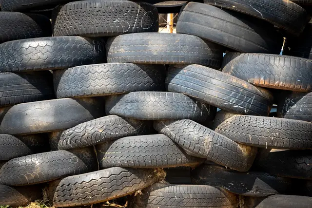 A pile of used car tires